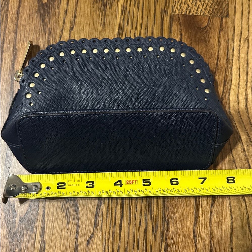 Michael Kors Navy Blue Cosmetic Bag with Gold Accents - Picture 5 of 8